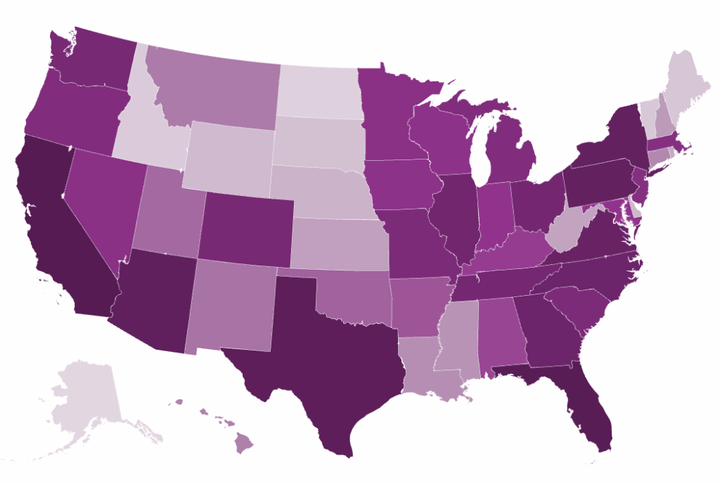 US Heat Map - Romance Scam Targeting Seniors (2024)